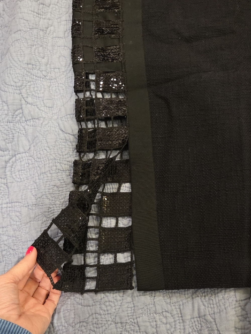 Elie Tahari Black Midi Skirt with Sequin Side Cutouts Size 12! - Picture 12 of 12